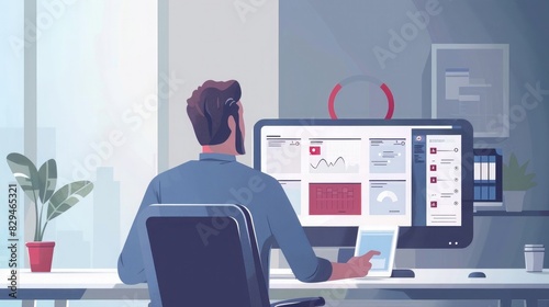 Panorama banner of startup UX developer or company employee design user interface or UI prototype for mobile application or website software with software display on tablet screen in office