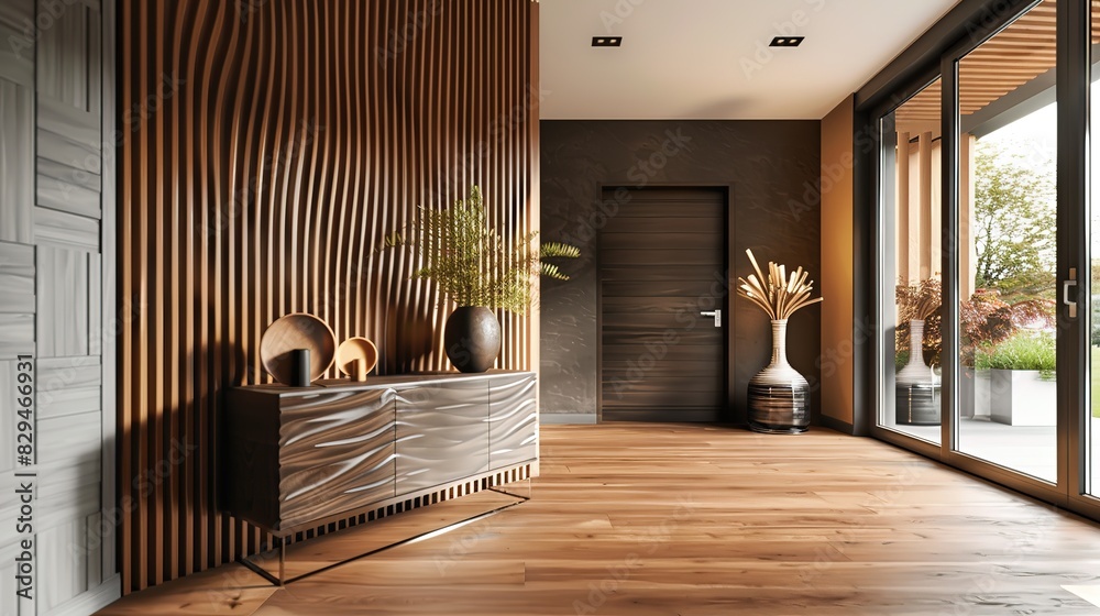 Stylish Wooden Panel Entrance Wall Design for Modern Home Interiors ...