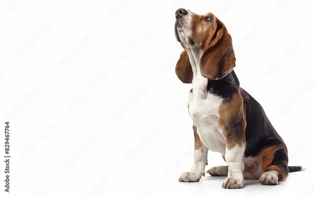 This Basset Hound in thoughtful repose exhibits deep, soulful eyes, and a relaxed demeanor, embodying the breed's gentle nature.
