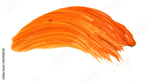 Quadro em tela Vibrant orange brush stroke of paint isolated on a pure white background