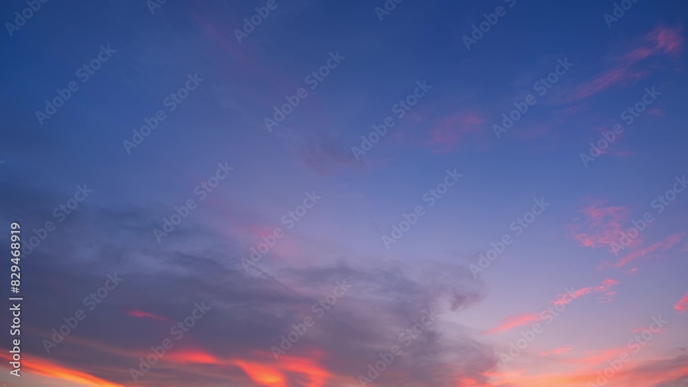 A vivid sunset with a sky that transitions from deep blue at the top to soft pink and orange near the horizon. Wisps of clouds reflect the sunset colors, creating a dramatic and beautiful scene.
A vivid sunset with a sky that transitions from deep blue at the top to soft pink and orange near the horizon. Wisps of clouds reflect the sunset colors, creating a dramatic and beautiful scene.