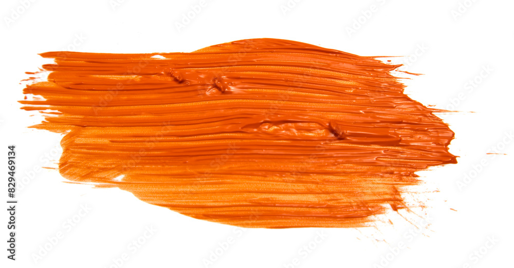 Highresolution image of a textured orange brush stroke isolated on a white background Highresolution image of a textured orange brush stroke isolated on a white background