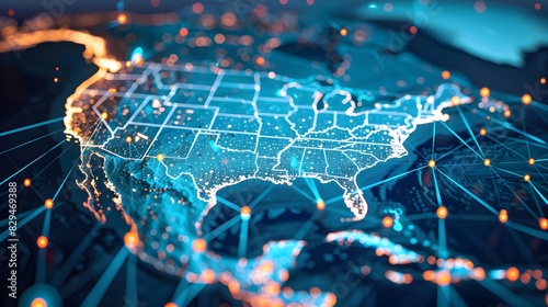 America-centric digital globe highlighting high-speed data transfer and global network connectivity in the context of cyber technology photo