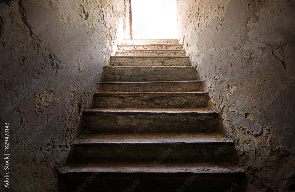 Steps from the dark basement to the light Steps from the dark basement to the light