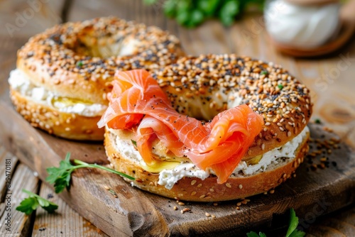 Bagels with sesame seeds, close-up. Beautiful simple AI generated image in 4K, unique.