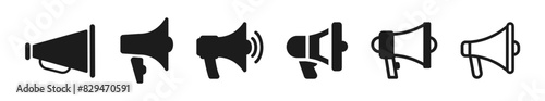 Megaphone icons set. Loudspeaker megaphone icon collection. Shout announce isolated on transparent background. Loud speaker public announcement