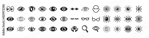 Icon set representing eyes, seeing, observation, etc.