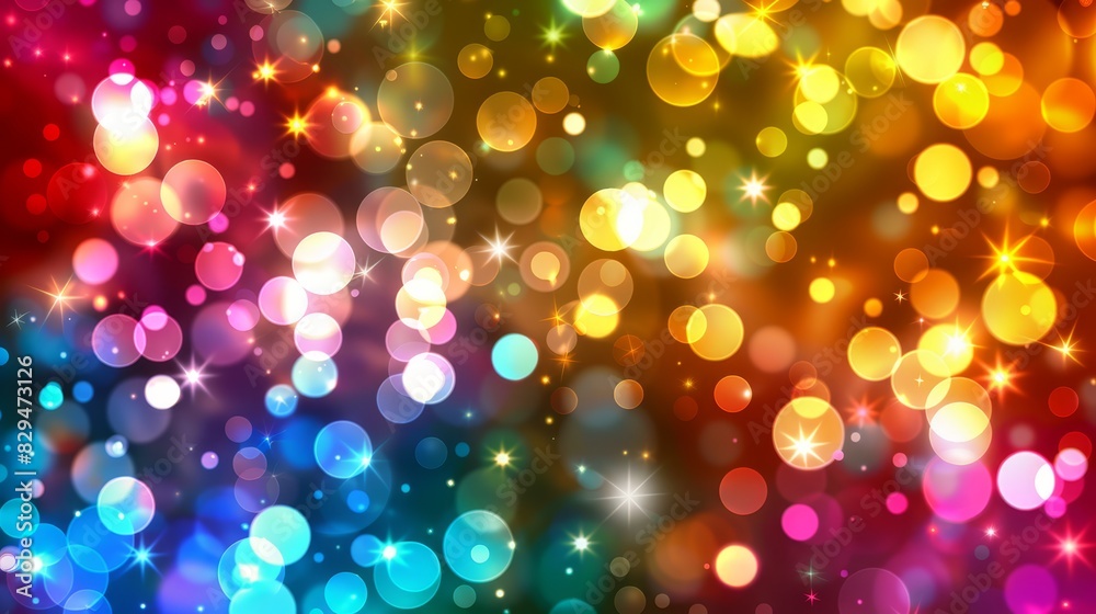 A blurred image featuring colorful lights with stars above and below the lights, appearing at the bottom of the image A blurred image featuring colorful lights with stars above and below the lights, appearing at the bottom of the image