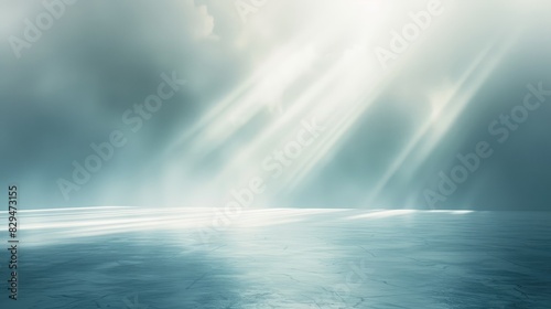 A minimalist abstract background featuring gentle beams of light streaming through a soft gradient, creating a tranquil effect,