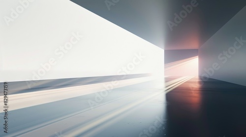 A minimalist abstract background featuring gentle beams of light streaming through a soft gradient, creating a tranquil effect, photo