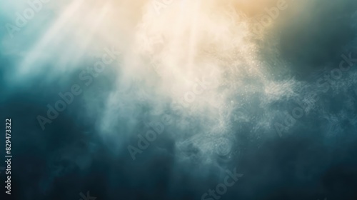 A minimalist abstract background with light rays softly breaking through a foggy haze, creating a serene atmosphere photo