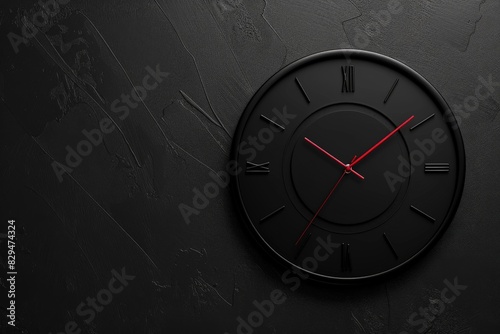 Blue Alarm Clock - Time Concept with word Work and red background. Beautiful simple AI generated image in 4K, unique. photo