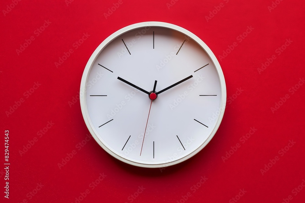 White alarm clock on a red background close-up. Beautiful simple AI generated image in 4K, unique. White alarm clock on a red background close-up. Beautiful simple AI generated image in 4K, unique.