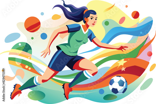 Female soccer player  flat illustration  vector illustration.
