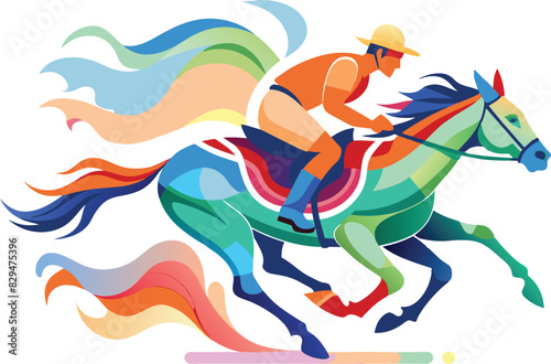Equestrian, flat illustration, vector illustration.