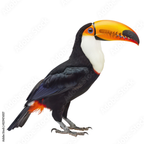 Toucan bird side view full body isolate on transparency background PNG