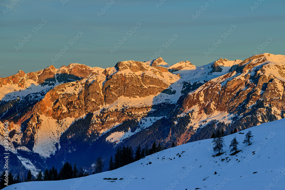 custom made wallpaper toronto digitalAlpenglowing Rofan Mountains in winter at sunset, Kitzbuehel Alps, Tyrol, Austria