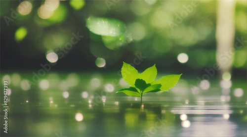green leaf on water