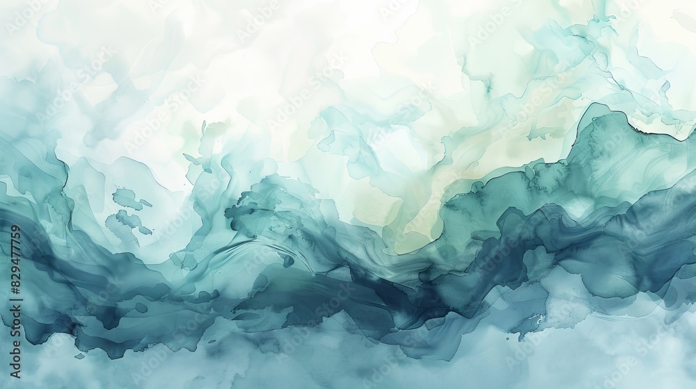 Abstract art with swirls of teal and blue paint on a white background. Abstract art with swirls of teal and blue paint on a white background.