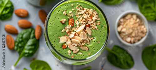 Spinach Shake with Almond Butter and Almonds