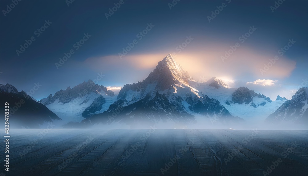 Sunrise in the mountains, cinematic mountains landscape, fog and cloud, beautiful cloud sky background 