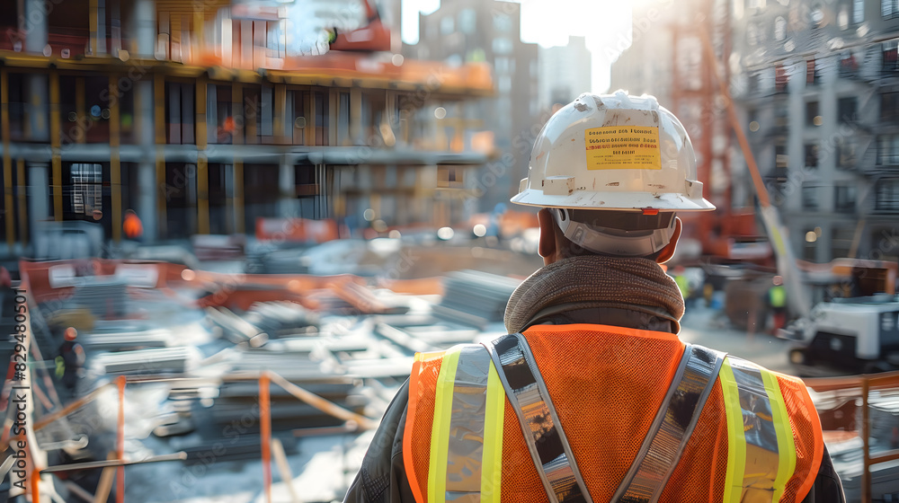 civil engineer at a construction site wearing a helmet and protective gear inspects a construction site civil engineer at a construction site wearing a helmet and protective gear inspects a construction site