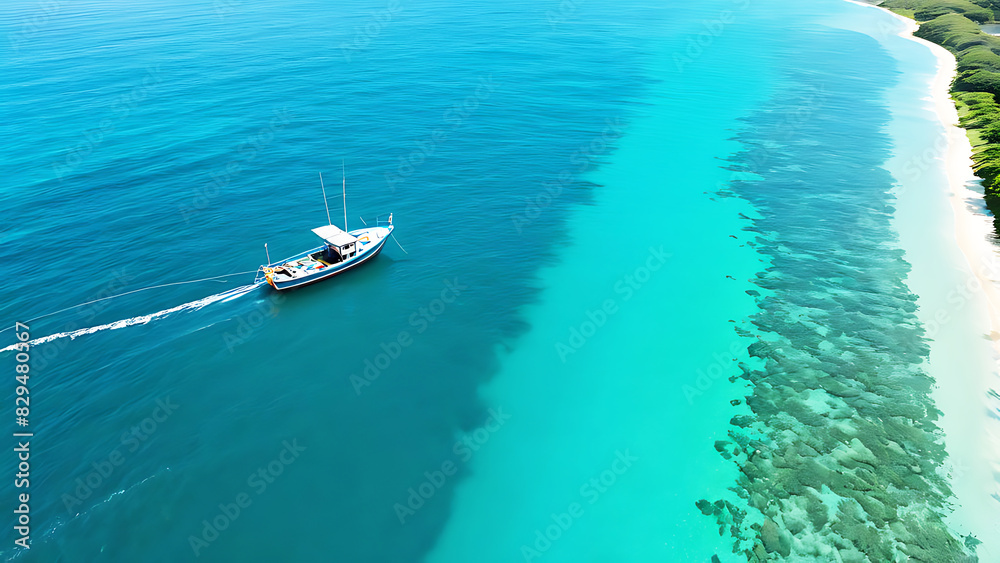 Aeri photo of summer beach and blue ocean with sky Aeri photo of summer beach and blue ocean with sky