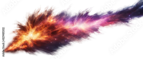 Cosmic explosion with vibrant colors blending in space isolate on transparent background, cutout, png