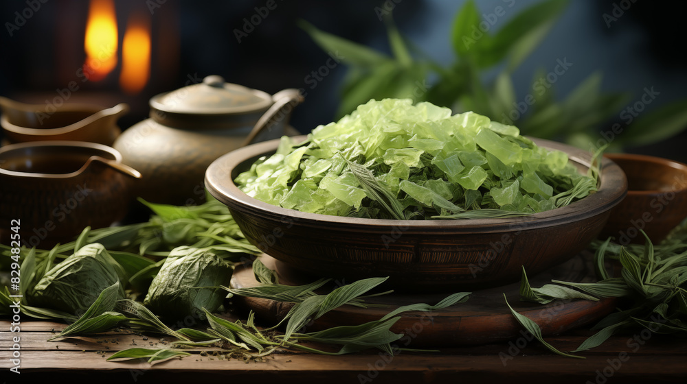 spa setting with leaves spa setting with leaves