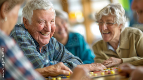 A group of elderly people are playing a board game together, wellbeing and senior people lifestyle concept © Sunday Cat Studio