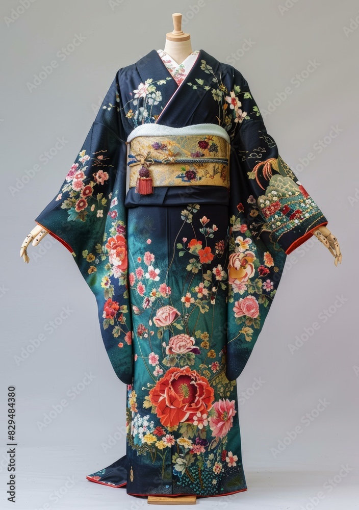Naklejka premium A kimono with a floral pattern