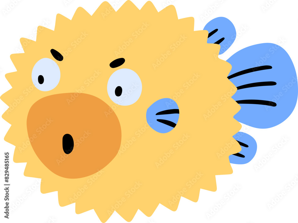 Fuffer Fish Cartoon Illustration Kids Clipart
