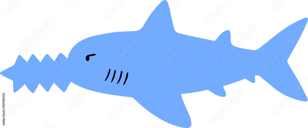 Obraz premium Sawfish Cartoon Illustration Kids Clipart