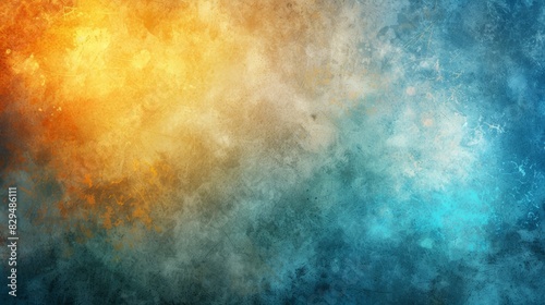  A blue, yellow, and orange background with a grungy pattern on the lower half photo