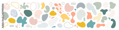 Random abstract liquid organic black irregular blotch shapes. Different forms, shape, splash vector black silhouettes set isolated on transparent background