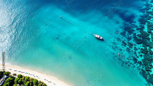 Aeri photo of summer beach and blue ocean with sky