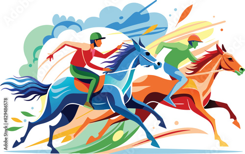 Equestrian, flat illustration, vector illustration.