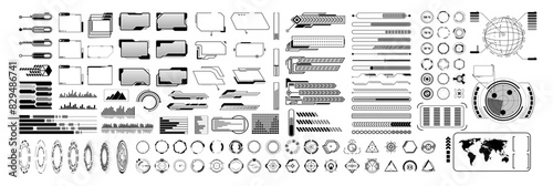 Collection pack of VR HUD elements. Set of interface objects in cyberpunk style. Vector circle HUD set