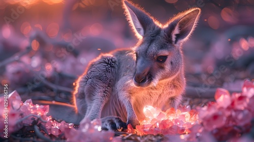 Kangaroo with CrystalFilled Pouch A Radiant Discovery in the Australian Outback