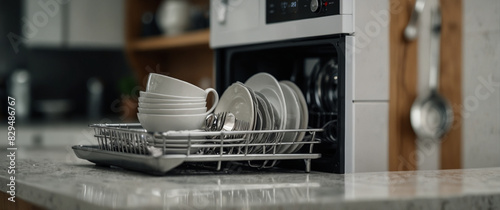 Kitchen white shes clean shwasher open dishwasher dish machine plate equipment interior washer appliance technology housework home domestic