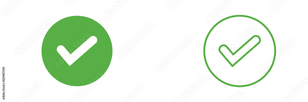 Tick sign element. Green checkmark icon . Simple mark graphic design. OK button for vote, decision, web. Symbol of correct, check, approved. isolated on white background. Vector illustration. EPS 10 Tick sign element. Green checkmark icon . Simple mark graphic design. OK button for vote, decision, web. Symbol of correct, check, approved. isolated on white background. Vector illustration. EPS 10