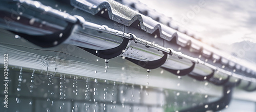 sleek black roof gutter and downpipe on modern home architectural detail system