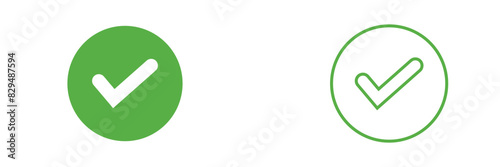 Tick sign element. Green checkmark icon . Simple mark graphic design. OK button for vote, decision, web. Symbol of correct, check, approved. isolated on white background. Vector illustration. EPS 10