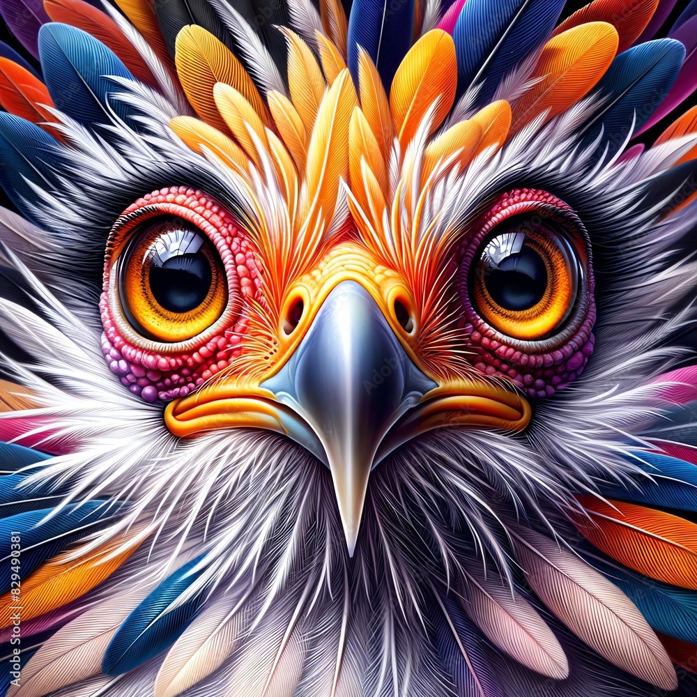 Illustration of a Secretary bird's face Illustration of a Secretary bird's face