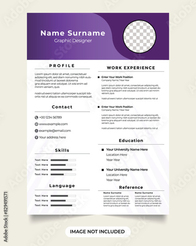 cv and resume template vector with blue and dark colors. company intern resume template vector with employee activities skills. modern resume template design for official employment minimal.
