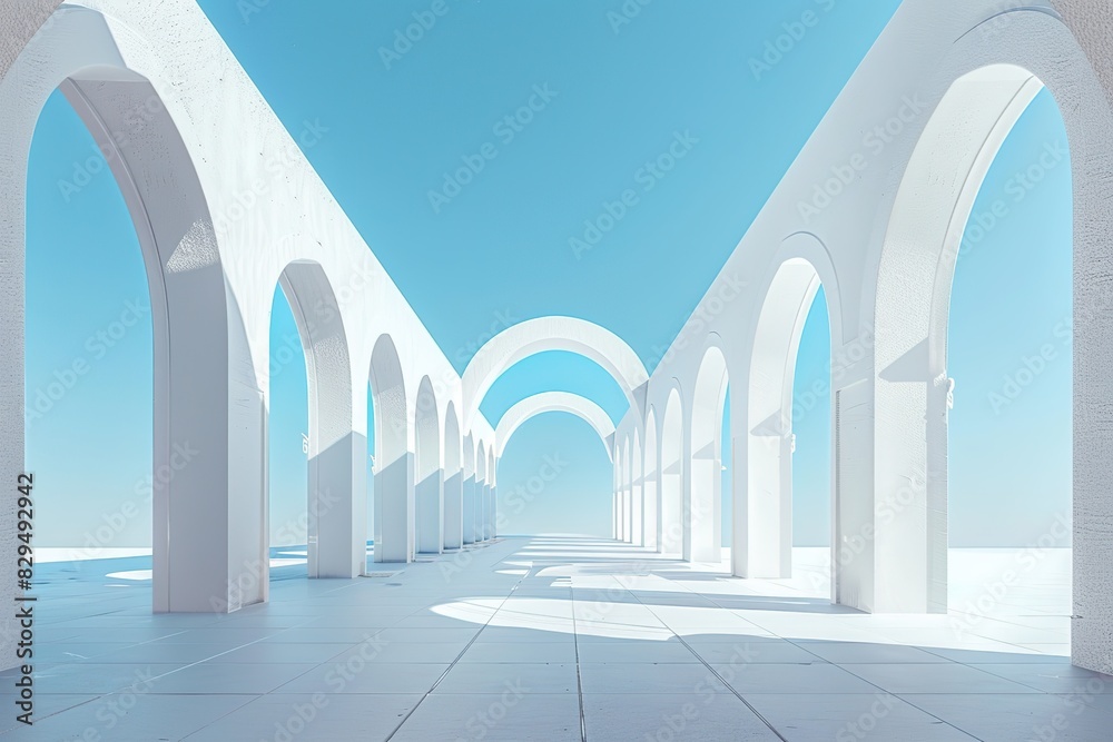 Serene Minimalist Architectural Space with Arched Doorways Serene Minimalist Architectural Space with Arched Doorways