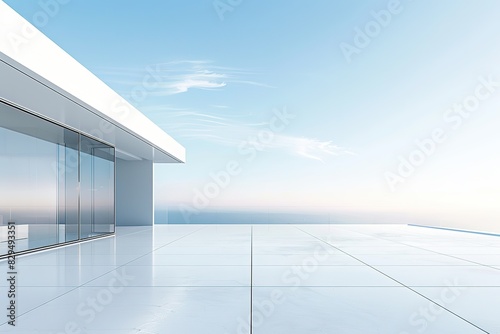 Tranquil Minimalist White Building with Glass Walls