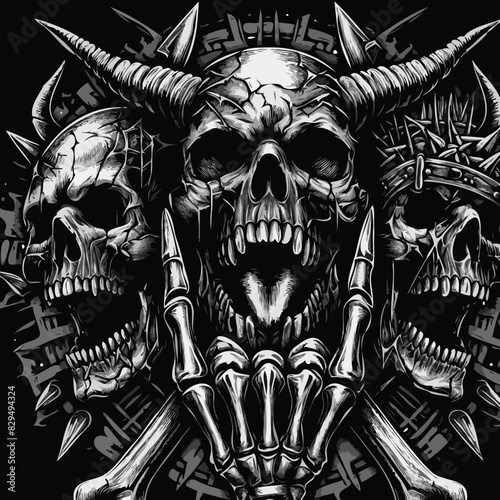skull and bones illustration poster