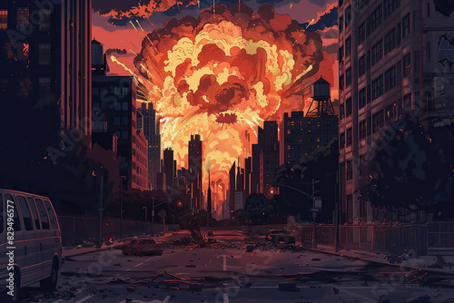 Generative ai on theme of scary nuclear explosion in outdoor  mushroom cloud of nuclear weapons