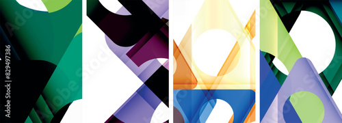 Abstract background set featuring captivating triangles. Harmonious blend of geometry and style, these designs bring modern flair